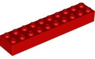 Brick 2 x 10, 3006 Red U