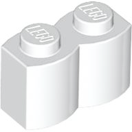 Brick, Modified 1 x 2 with Log Profile 30136 White N