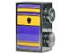 Brick 1 x 2 with Book Spine, Bright Light Orange and Dark Purple Stripes, Black Lines and Crystal Ball Pattern (Sticker) - Set 76410, 3004pb318
