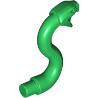 Деталь LEGO Snake Head with Open Mouth, Fangs and Curved Neck with Bar 28588 Green U