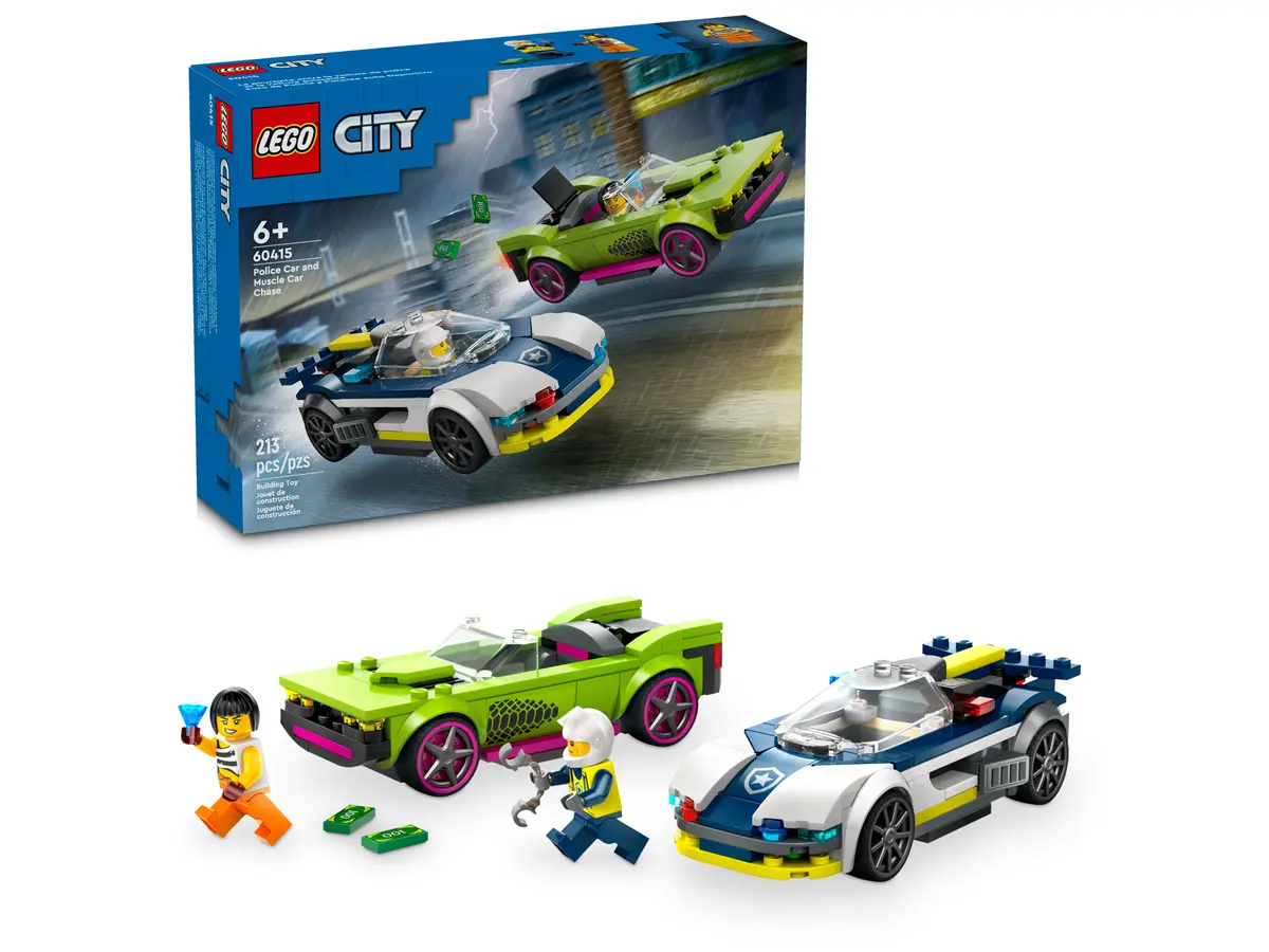 Конструктор LEGO City 60415 Погоня на полицейской машине и маслкаре