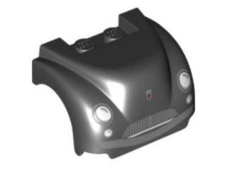 Vehicle, Mudguard 3 x 4 x 2 with Flat Top, Steep Front and Curved Fenders with Headlights, Grille, Curved Bumper and Smile with Teeth Pattern (Sheriff), 30839pb001 Black U