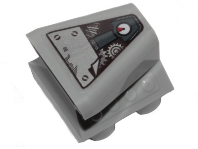 Vehicle, Air Scoop Engine Top 2 x 2 with Gears, Metal Plate and Gauge Pattern (Sticker) - Set 70419, 50943pb11 Light Bluish Gray U