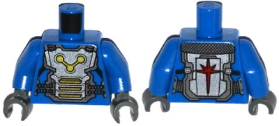 Torso Armor Plate with Straps and Nova Corps Markings Pattern / Blue Arms / Dark Bluish Gray Hands, 973pb1728c01 Blue U