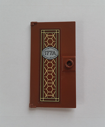 Door 1 x 4 x 6 with Stud Handle with Pearl Gold Ornament and '177A' Pattern (Sticker) - Set 76108, 60616pb040