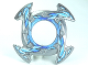 Ring 4 x 4 with 2 x 2 Hole and 4 Arrow Ends with Blue and White Ice Shards Pattern (Ninjago Spinner Crown), 98341pb04  