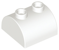 Slope, Curved 2 x 2 Double with 2 Hollow Studs, 30165 White N