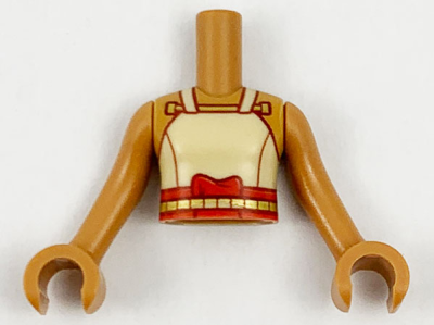 Torso Mini Doll Girl Tan Tank Top, Red Sash Pattern, Medium Nougat Arms with Hands, FTGpb310c01 Medium Nougat U