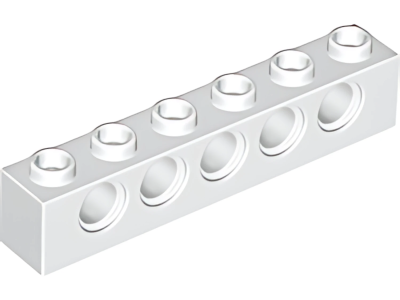 Деталь LEGO Technic, Brick 1 x 6 with Holes 3894 White N