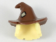 Minifigure, Hair Combo, Hair with Hat, Mid-Length Scraggly with Molded Reddish Brown Floppy Witch Hat and Printed Tan Patch Pattern, 20606pb03  