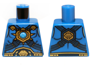 Torso Armor Vest, Lion Belt, Chain and Gold and Dark Azure Round Jewel (Chi) Pattern, 973pb1359 Blue U