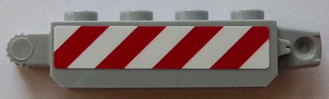 Hinge Brick 1 x 4 Locking with Red and White Danger Stripes (4 Stripes) Pattern on Both Sides (Stickers) - Set 60073, 30387pb011 Light Bluish Gray U