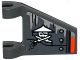 Flag 2 x 2 Trapezoid with Armor Plates with Rivets, White Ninja Skull with Crossed Swords Pattern Model Left Side (Sticker) - Set 70601, 44676pb031L