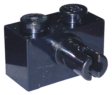 Brick, Modified 1 x 2 with Pin and Bottom Stud Holder, 44865 Black U