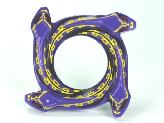 Ring 4 x 4 with 2 x 2 Hole and 4 Snake Head Ends and Yellow Scales Snake Pattern (Ninjago Spinner Crown), 98342pb02 Dark Purple U
