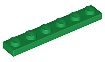 Деталь LEGO Plate 1 x 6 3666 Green U
