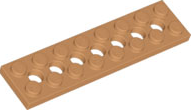 Technic, Plate 2 x 8 with 7 Holes, 3738 Medium Nougat N