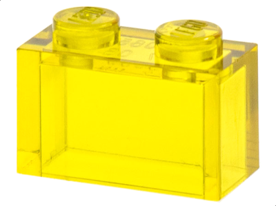 Brick 1 x 2 without Bottom Tube, 3065 Trans-Yellow U