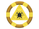 Ring with Center Triangle with Gold Bands and Turtle Pattern (Atlantis Treasure Key), 87748pb02  