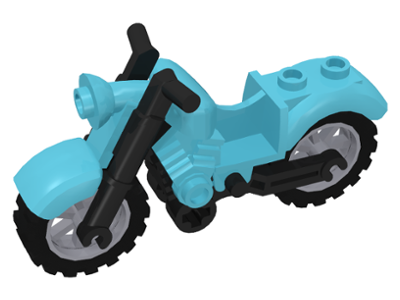 Motorcycle Vintage with Black Chassis and Light Bluish Gray Wheels, 85983c01 Medium Azure U