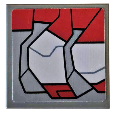Tile, Modified 2 x 2 Inverted with Dark Red and Light Bluish Gray Armor Plates Pattern Model Left Side (Sticker) - Set 76104, 11203pb039L Dark Bluish Gray U