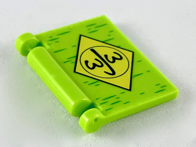 Minifigure, Utensil Book Cover with Black Circle and 'wJw' in Yellow Diamond Pattern, 24093pb019 Lime U