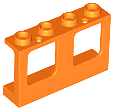 Деталь LEGO Window 1 x 4 x 2 Plane, Single Top Hole and Single Bottom Hole for Glass 61345 Orange U