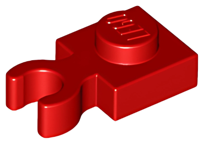 Деталь LEGO Plate, Modified 1 x 1 with Open O Clip Thick (Vertical Grip) 4085d Red U