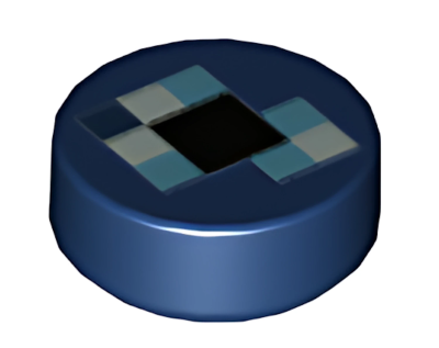 Деталь LEGO Lego Tile, Round 1 x 1 with Pixelated Black, Medium Azure, and White Squares Pattern (Minecraft Ender Pearl) 98138pb100 (35381pb100) Dark Blue N