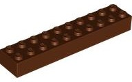 Brick 2 x 10, 3006 Reddish Brown U