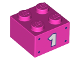 Brick 2 x 2 with White Number 1 and Dark Purple Dots Pattern on Both Sides, 3003pb124