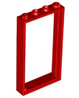 Door, Frame 1 x 4 x 6 with 2 Holes on Top and Bottom, 60596 Red N