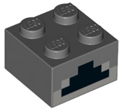 Brick 2 x 2 with Pixelated Black Coal and Light Bluish Gray Ash Pattern (Minecraft Furnace) 3003pb084