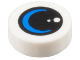 Tile, Round 1 x 1 with Black Lens / Circle with Dots and Blue Crescent Moon Pattern, 98138pb408  