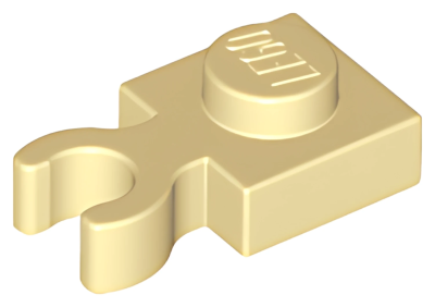 Деталь LEGO Plate, Modified 1 x 1 with Open O Clip Thick (Vertical Grip) 4085d Tan U
