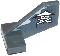 Tail Shuttle, Small with White Ninja Skull with Crossed Swords Pattern on Both Sides (Stickers) - Set 70601, 44661pb024 Dark Bluish Gray U