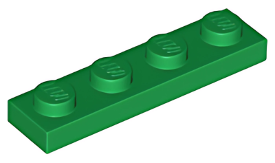 Деталь LEGO Plate 1 x 4 3710 Green U