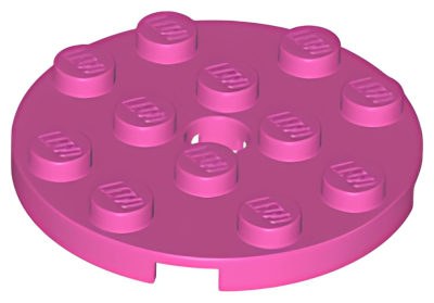 Деталь LEGO Plate, Round 4 x 4 with Hole 60474  Dark Pink U