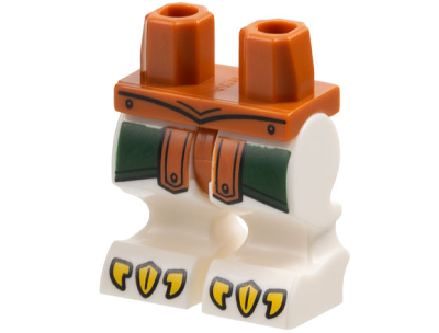 Hips and White Animal Legs with Dark Green Skirt, Dark Orange Loincloth and Yellow Claws Pattern, 970cf01pb01 Dark Orange N