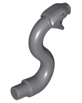 Деталь LEGO Snake Head with Open Mouth, Fangs and Curved Neck with Bar 28588 Dark Bluish Gray N