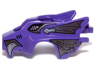 Flywheel Fairing Wolf Shape with Silver Scaled Armor, Chains and Fangs Pattern, 11113pb05 Dark Purple U