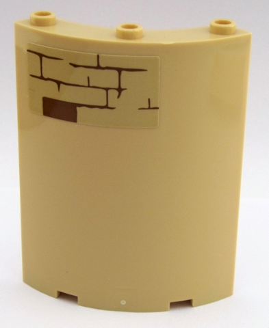 Cylinder Quarter 4 x 4 x 6 with Brown Brick Wall Pattern on Upper Left Type 2 (Sticker) - Set 75954, 30562pb054