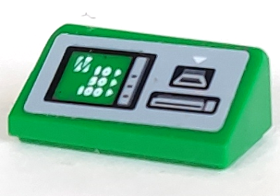 Slope 30 1 x 2 x 2/3 with ATM Terminal Pattern (Sticker) - Set 76082, 85984pb227 Green U
