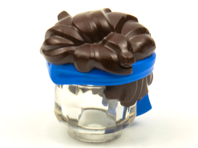 Minifigure, Hair Tousled with Molded Blue Bandana Headband Pattern, 69558pb01 Dark Brown U