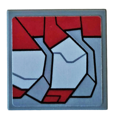 Tile, Modified 2 x 2 Inverted with Dark Red and Light Bluish Gray Armor Plates Pattern Model Right Side (Sticker) - Set 76104, 11203pb039R Dark Bluish Gray U