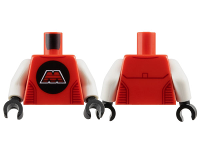 Torso Space M:Tron Logo Capital Letter M with White Border on Black Circle, Dark Red Collar and Panel Lines Pattern / White Arms / Black Hands, 973pb5648c01 Red N