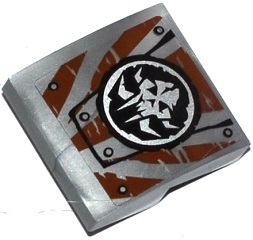 Slope, Curved 2 x 2 x 2/3 with Tiger Stripes, Alien Skull and Rivets Pattern (Sticker) 15068pb023 Used