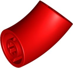 Brick, Round 2 x 2 D. 45 degrees Elbow (25.5mm Standing Height), 65473 Red N