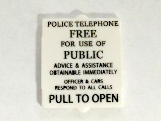 Glass for Window 1 x 2 x 2 Flat Front with Black 'POLICE TELEPHONE... PULL TO OPEN' Pattern, 60601pb010 White N