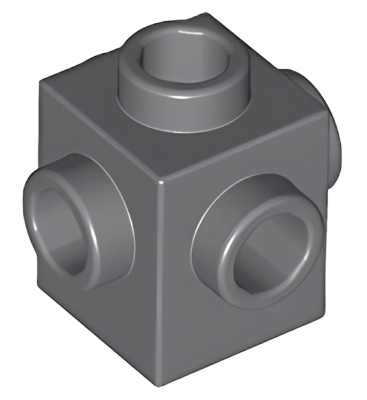Деталь LEGO Brick, Modified 1 x 1 with Studs on 4 Sides 4733 Dark Bluish Gray U